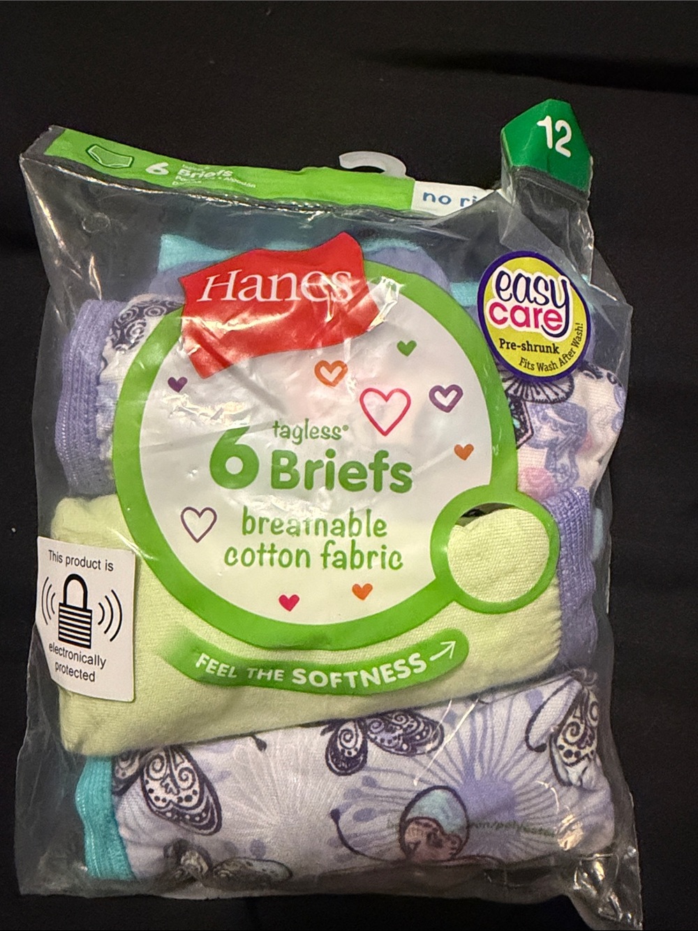 Hanes Kids Briefs 6-Pack in Lavender, Light Green, White